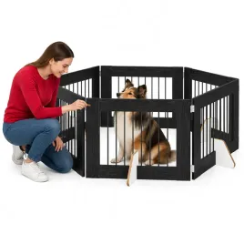bramka-dla-psow-z-podporkami-6-szt-czarny-dab-80-x-60-cm