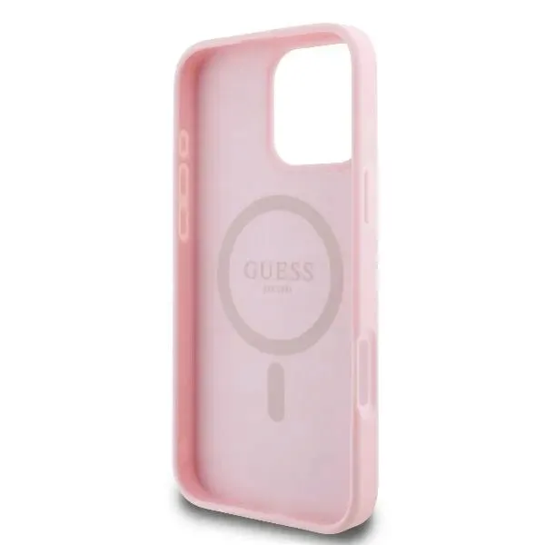 guess-etui-hardcase-do-iphone-16-pro-do-magsafe-peony-script-logo-ochronne-funkcje-ladowanie-indukcyjne-magsafe-pochlanianie-wstrzasow