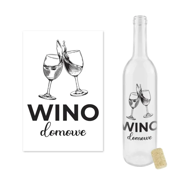 Butelka do wina z nadrukiem 0,75l WINO DOMOWE szklane butelki bezbarwne