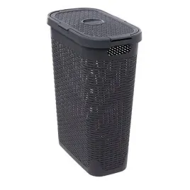 kosz-na-pranie-waski-40-l-rattan-syntetyczny-szary-ciemny