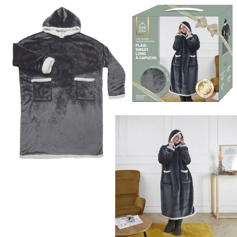 bluza-dluga-snuddie-szara-stan-nowy