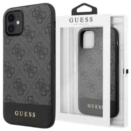 guess-pokrowiec-hard-case-do-iphone-11-61-4g-stripe-collection-szary