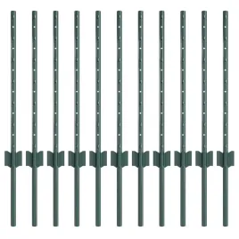 slupek-ogrodzeniowy-11-szt-zielony-100-cm-stal