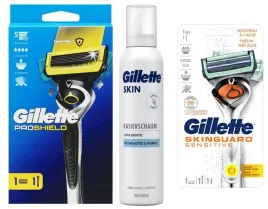 gillette-zestaw-maszynki-fusion-flexball-skinguard-power-proshiel-pianka