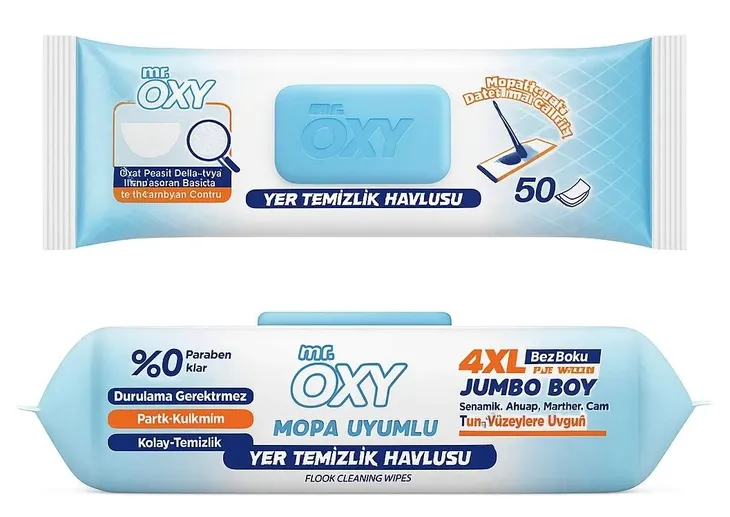 Mr. OXY chusteczki do mopa nawilżane 50 sztuk - zapas - MR OXY -Białe Mydło