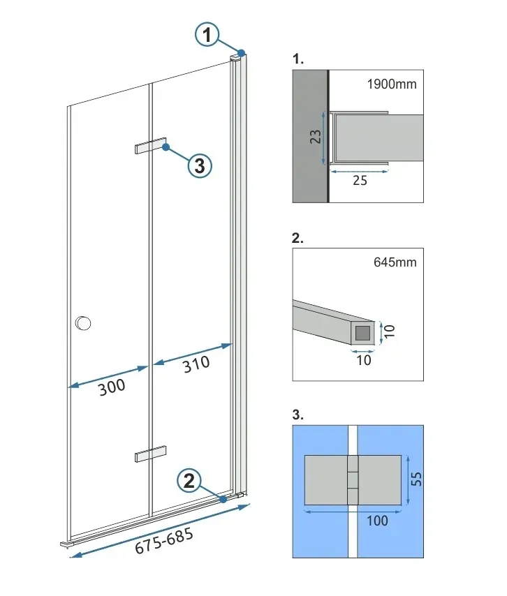 modul-kabiny-fold-n2-chrom-70-rea-stan-nowy