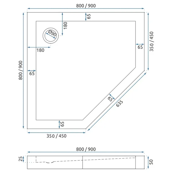 brodzik-diamond-white-80x80x5cm-rea-ksztalt-pieciokatny