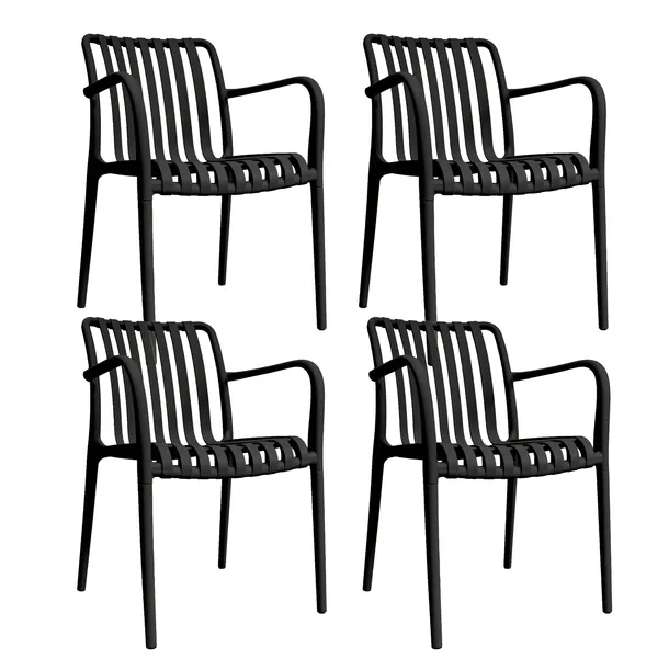 4SZT NOWOCZESNE MOCNE KRZESŁO OGRODOWE TARAS BALKON 4x KP104-KD CZARNE