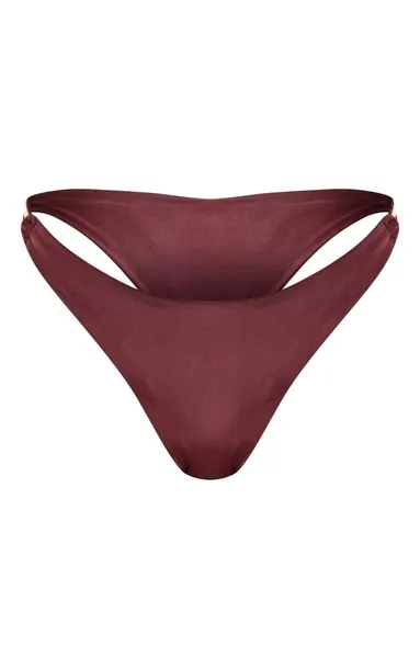 brazowy-dol-od-bikini-prettylittlething-s-wzor-dominujacy-bez-wzoru