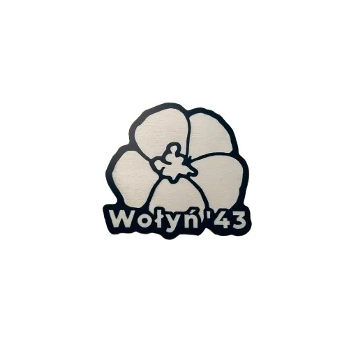 WOŁYŃ 43 50mm niebieski2 kwiat lnu Emblemat Naklejka Logo Znaczek Kresy