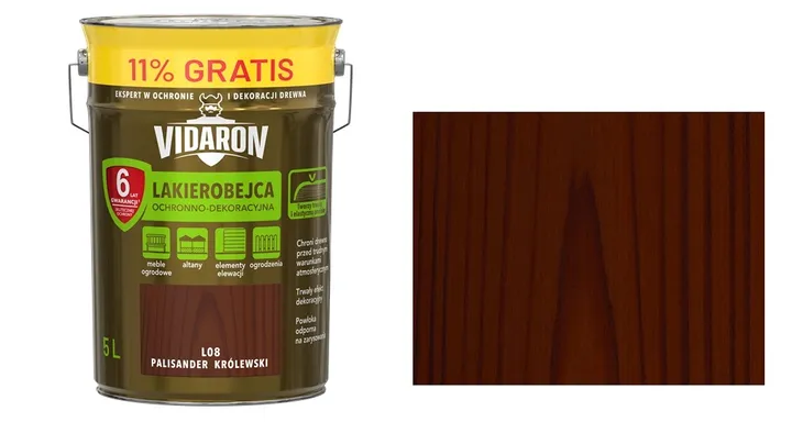 VIDARON LAKIEROBEJCA DO DREWNA - L08 PALISANDER KRÓLEWSKI 5L POŁYSK