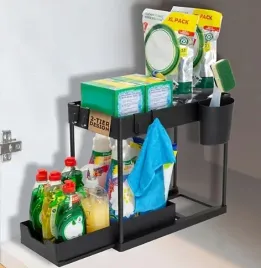 2-poziomowy-czarny-organizer-kuchenny-z-wysuwanymi-szufladami-pod-zlewem