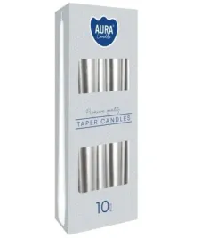 swieca-stozkowa-aura-bispol-s30-271-metalik-srebrny-10-szt-wys-245-cm