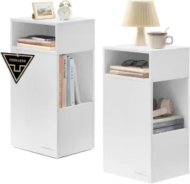 songmics-home-zestaw-2-waskich-stolikow-nocnych30-x-25-x-594-cm-bialy
