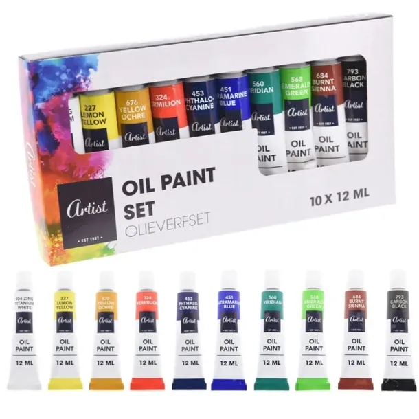 FARBY OLEJNE ZESTAW FARB OLEJNYCH 10x12ml W TUBKACH ARTYSTYCZNE