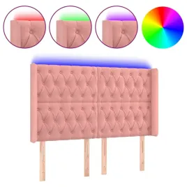 zaglowek-led-aksamitny-rozowy-163x16x118-cm