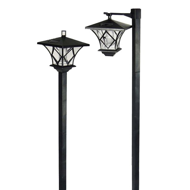 Lampa solarna wbijana czarny 150 cm ogrodowa z czujnikiem zmierzchu