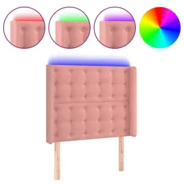 zaglowek-led-aksamitny-rozowy-103x16x118-cm