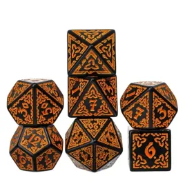 zestaw-7-kosci-pomaranczowe-zdobione-czarne-d4-20-k20-rpg-dandd-mtg-bg3