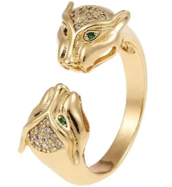 zloty-pierscionek-koty-cyrkonie-cat-heads-stal-chirurgiczna-regulowany