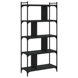 regal-na-ksiazki-drewno-metal-76x32x158-czarny