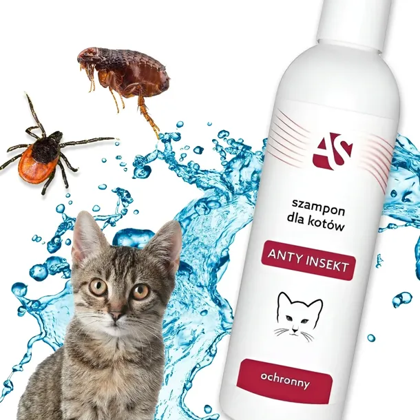 SZAMPON przeciw INSEKTOM dla KOTA do mycia chroni przed PCHŁAMI 250 ml