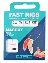 ctec-haczyk-z-przyponem-maggot-roz-10-0-14mm-60cm