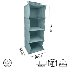mint-zielony-wiszacy-organizer-do-szafy-4-przegrody-30x30x80cm
