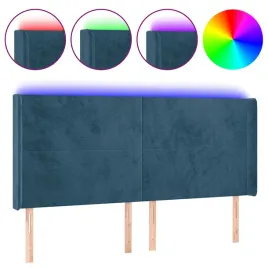 zaglowek-led-aksamitny-ciemnoniebieski-163x16x118-128-cm