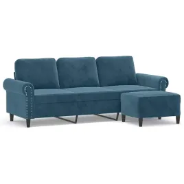 sofa-aksamitna-3-osobowa-z-podnozkiem-niebieska-212x77x80-cm