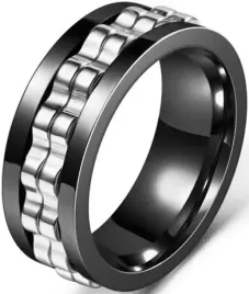 czarny-srebrny-pierscionek-antystresowy-anxiety-ring-stal-chirurgiczna