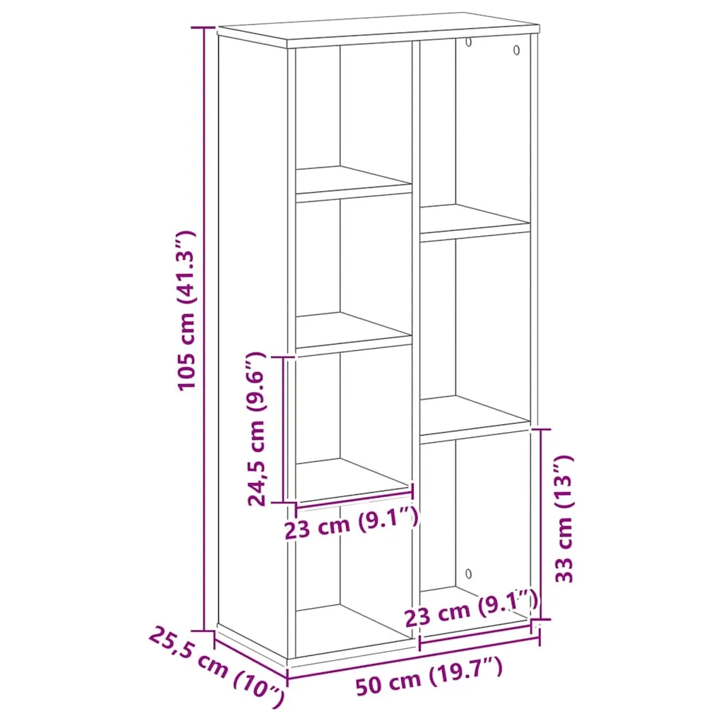 biblioteczka-dab-7polek-50x25x105cm