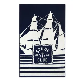 recznik-plazowy-100x160-sailor-granatowy-bialy-zaglowki-frotte-550-g-m2
