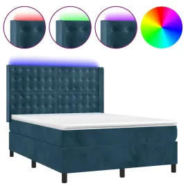 lozko-kontynentalne-z-diodami-led-aksamit-ciemnoniebieskie-203x147x11