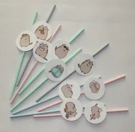 10x-papierowe-slomki-pastelowe-szary-kot-pusheen-puszim-kotki-dla-dzieci
