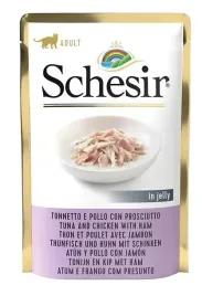 schesir-dla-kotow-adult-tunczyk-z-kurczakiem-i-szynka-85g