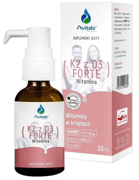 Aliness Avitale witamina K2 MK-7 + D3 forte krople 30 ml