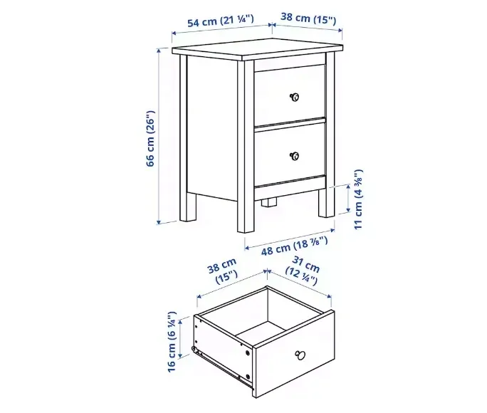 ikea-hemnes-komoda-2-szuflady-biala-bejca-stan-nowy-kolor-frontow-bialy