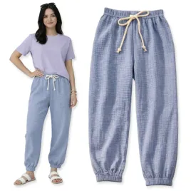 spodnie-muslinowe-damskie-mlodziez-xs-lato-bawelna-100percent-lekkie-niebieskie