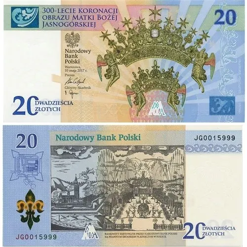 20 PLN BANKNOT 300-LECIE KORONACJI OBRAZU MATKI BOŻEJ + FOLDER