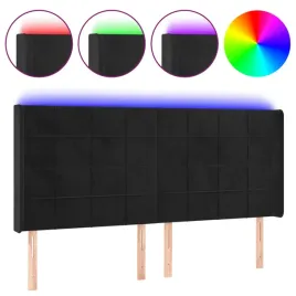 zaglowek-led-aksamitny-czarny-163x16x118-128-cm