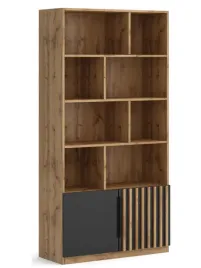 regal-z-polkami-kosmo-90-cm-lamele-dab-wotan-czarny