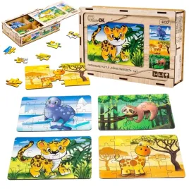 drewniane-puzzle-4w1-dzikie-zwierzeta-ukladanka-zestaw-zyrafa-leniwiec
