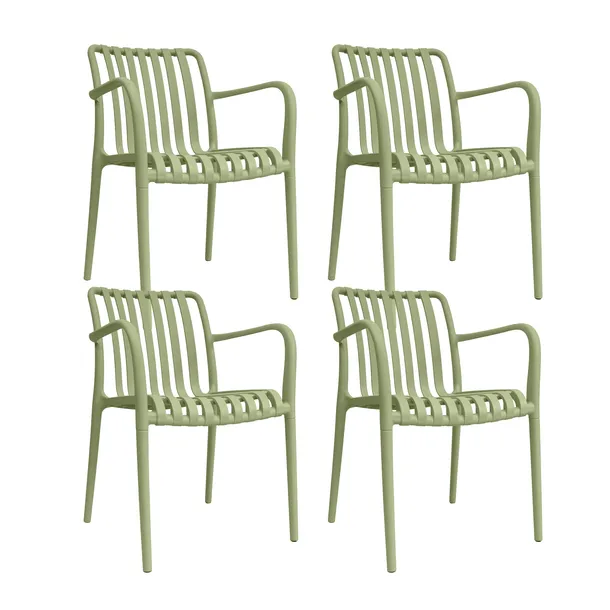 4SZT NOWOCZESNE KRZESŁO OGRODOWE FOTEL TARAS BALKON 4X KP104-KD ZIELONE