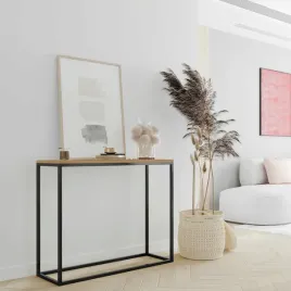 konsola-metal-czarna-drewno-dab-wotan-blat-loft-100-cm-toaletka