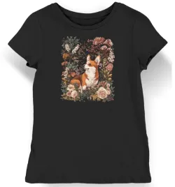koszulka-damska-vintage-corgi-kwiaty-czarna-s