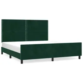 rama-lozka-aksamitna-z-zaglowkiem-203x206x118cm-ciemnozielona