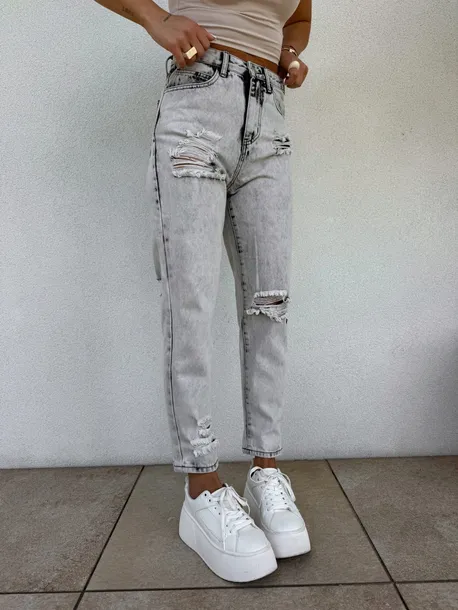 SPODNIE JEANSY BY ME MOM FIT PREMIUM SZARE