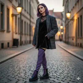 ponczochy-damskie-zakolanowki-fioletowo-czarne-hit-alternatywnych-stylowek