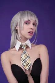 krotki-krawat-damski-w-kratke-bezowy-modny-dodatek-cosplay-impreza